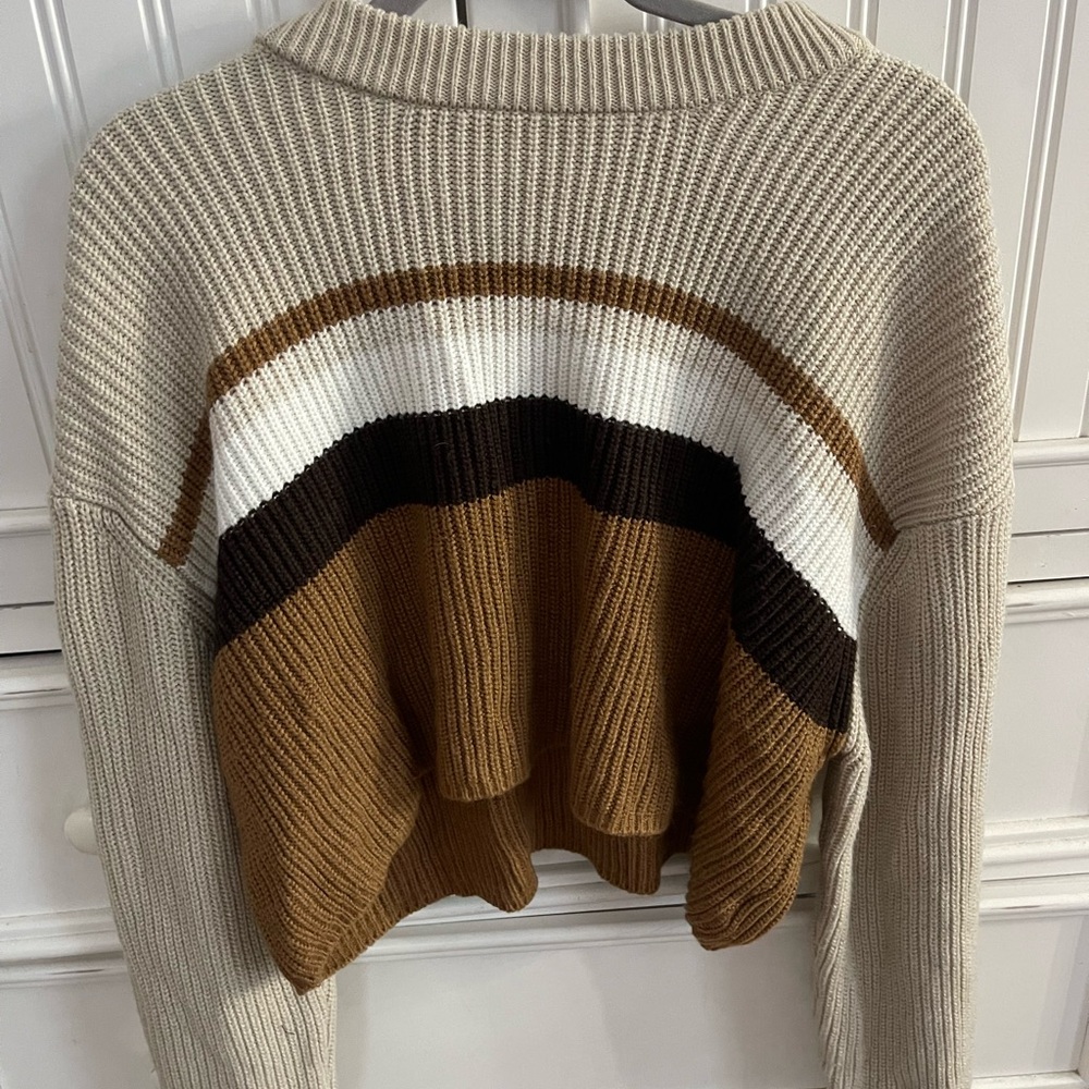 Garage Striped Beige and Brown Women's Sweater